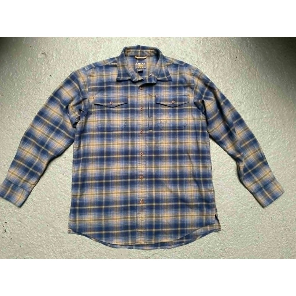 Ariat Rebar Plaid Flannel Button Up Workwear Men's Shirt Medium